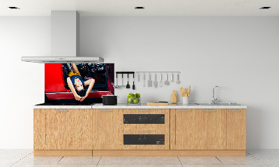 Panel de pared de cocina Mujer en el coche