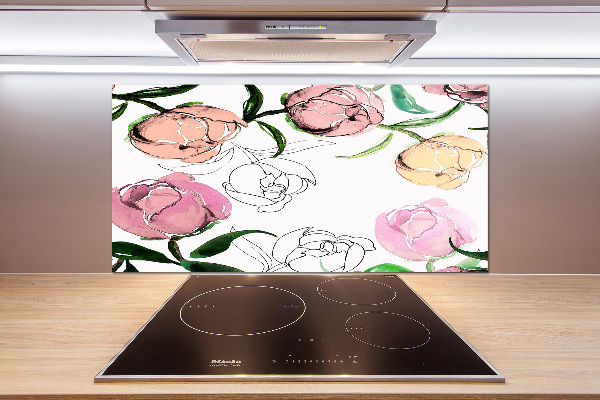 Salpicadero de cocina capullos de peonía