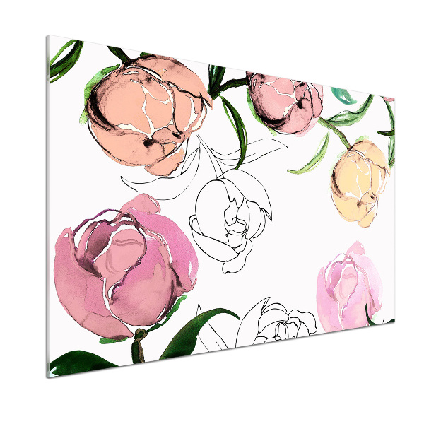 Salpicadero de cocina capullos de peonía