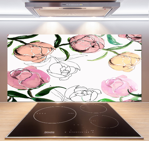 Salpicadero de cocina capullos de peonía