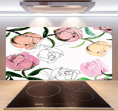 Salpicadero de cocina capullos de peonía