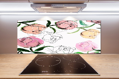 Salpicadero de cocina capullos de peonía