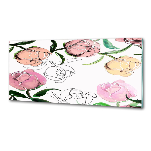 Salpicadero de cocina capullos de peonía