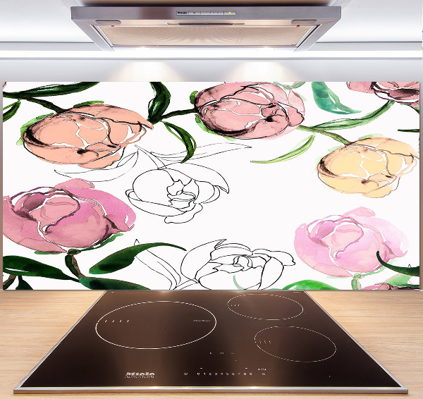 Salpicadero de cocina capullos de peonía