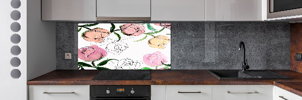 Salpicadero de cocina capullos de peonía