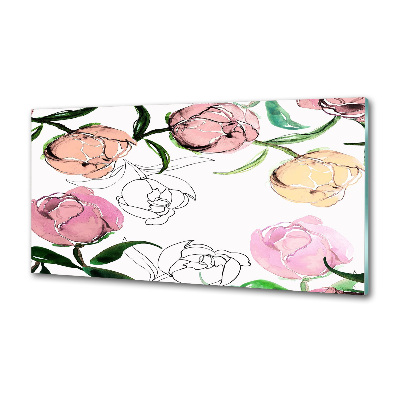 Salpicadero de cocina capullos de peonía