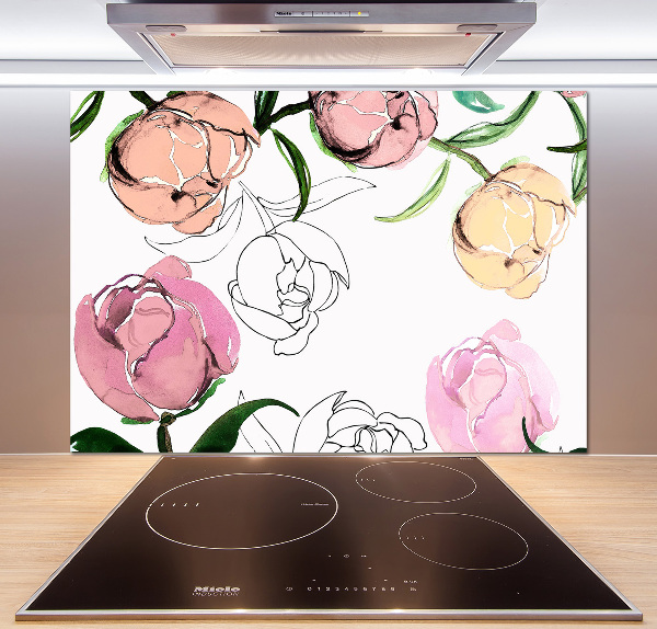 Salpicadero de cocina capullos de peonía