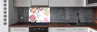 Salpicadero de cocina capullos de peonía