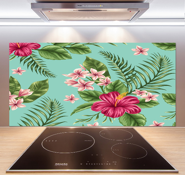 Panel de pared de cocina flores hawaianas