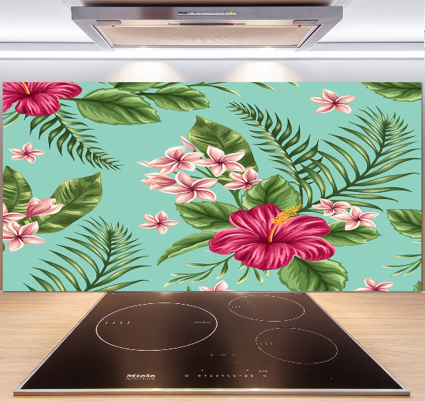 Panel de pared de cocina flores hawaianas
