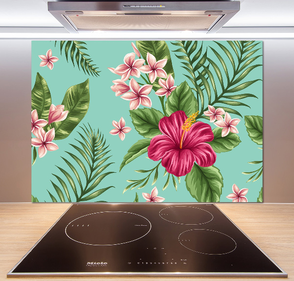 Panel de pared de cocina flores hawaianas