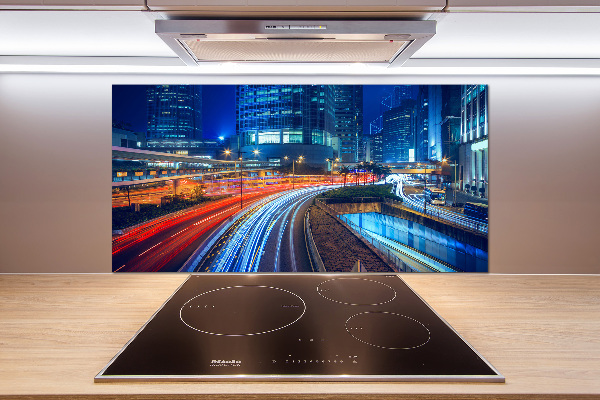 Salpicadero de cocina Hong Kong de noche