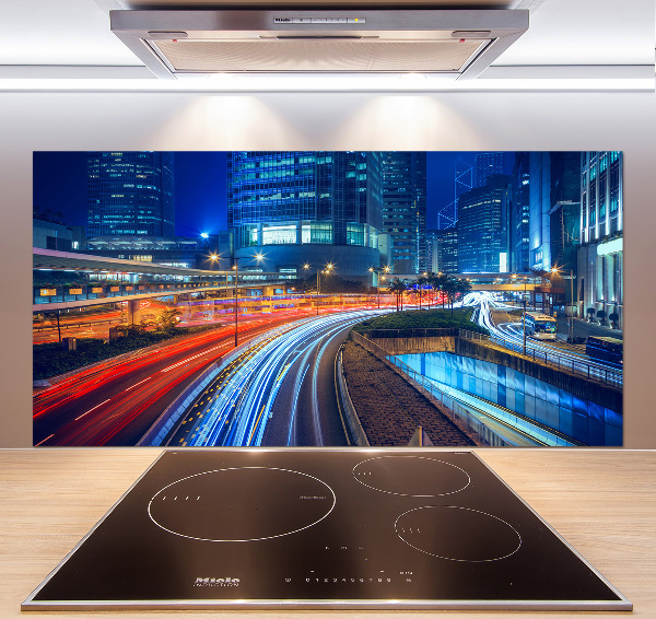 Salpicadero de cocina Hong Kong de noche