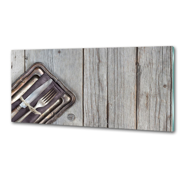 Salpicadero de cocina Cubiertos sobre tablas