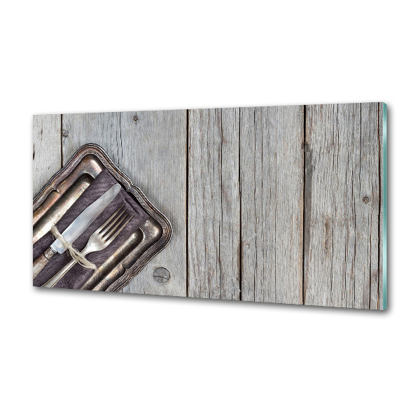 Salpicadero de cocina Cubiertos sobre tablas