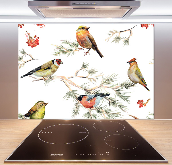 Salpicadero de cocina Aves y plantas del bosque