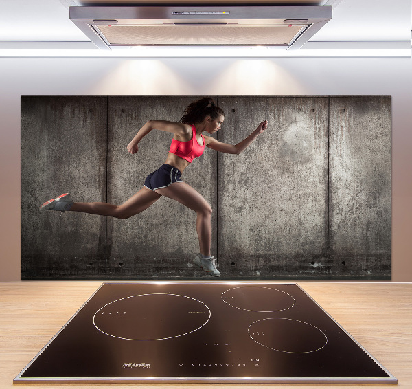 Salpicadero para cocina Mujer corriendo