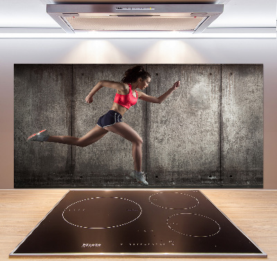 Salpicadero para cocina Mujer corriendo