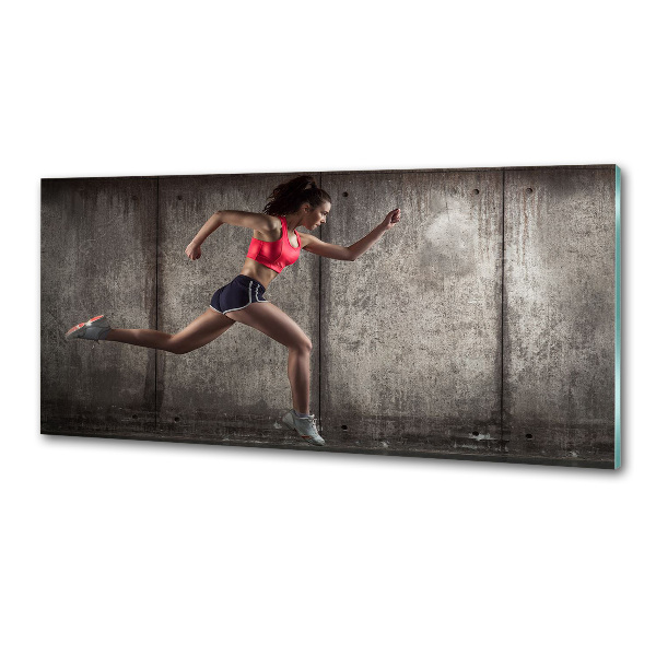 Salpicadero para cocina Mujer corriendo