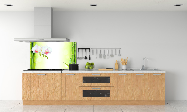 Panel de pared de cocina Orquídea y bambú