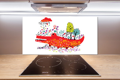 Panel antisalpicaduras cocodrilo colorido