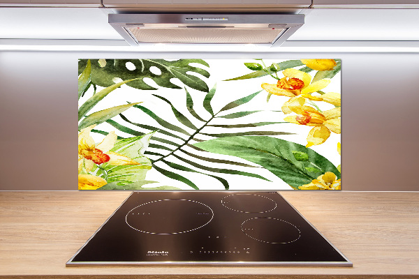Panel para cocina flores tropicales