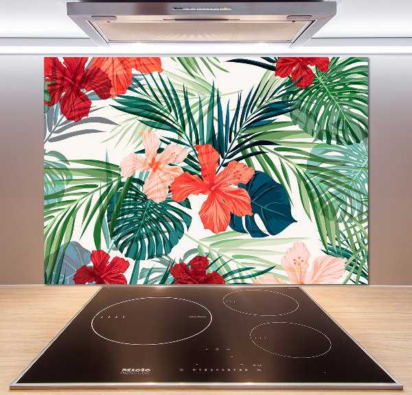 Panel para cocina flores tropicales