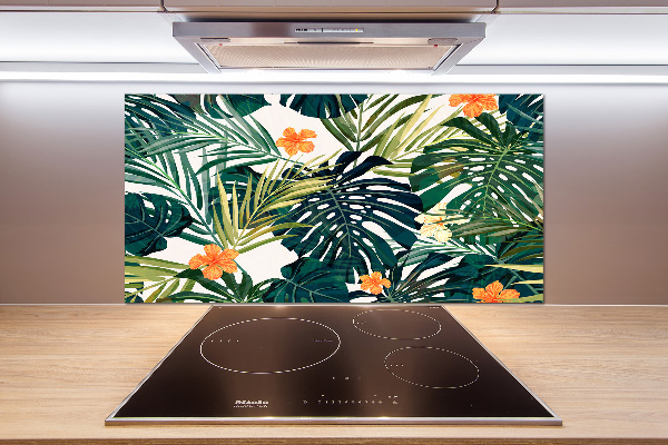 Panel de pared de cocina hojas tropicales