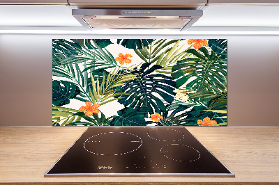 Panel de pared de cocina hojas tropicales