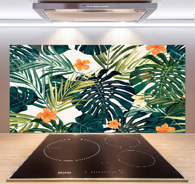 Panel de pared de cocina hojas tropicales