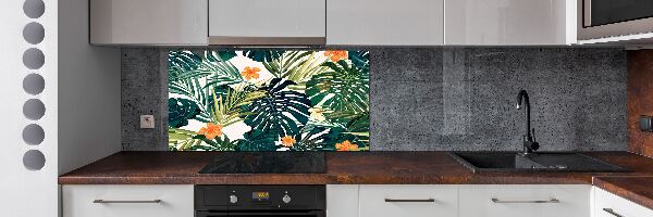 Panel de pared de cocina hojas tropicales