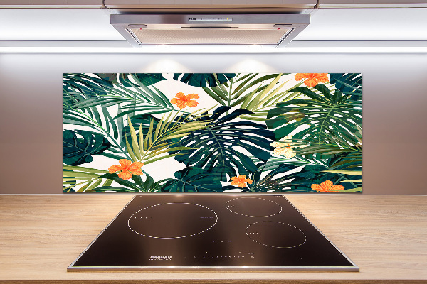 Panel de pared de cocina hojas tropicales