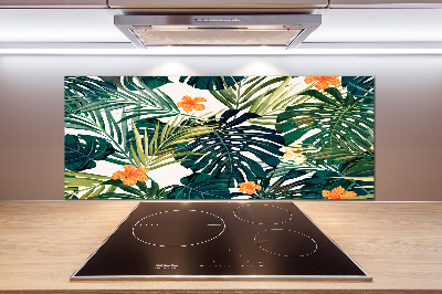 Panel de pared de cocina hojas tropicales