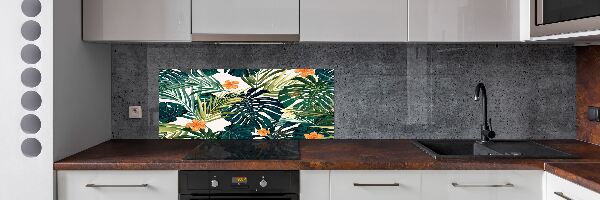 Panel de pared de cocina hojas tropicales