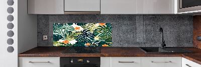 Panel de pared de cocina hojas tropicales