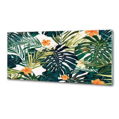Panel de pared de cocina hojas tropicales