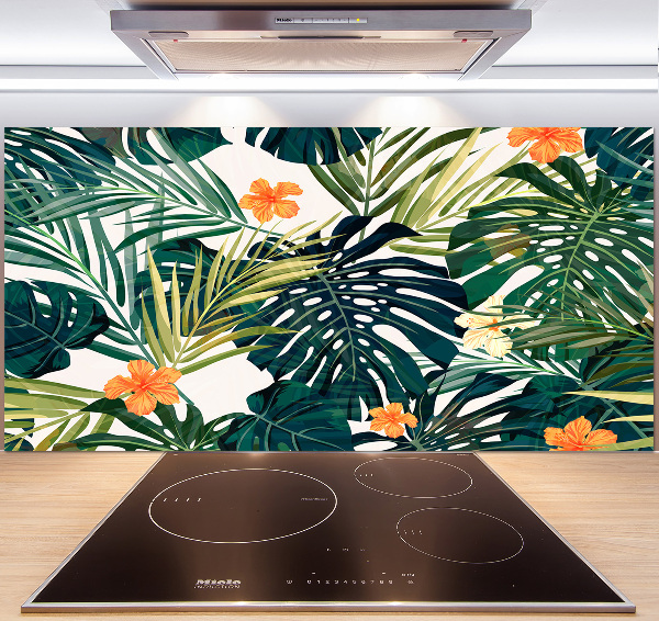 Panel de pared de cocina hojas tropicales