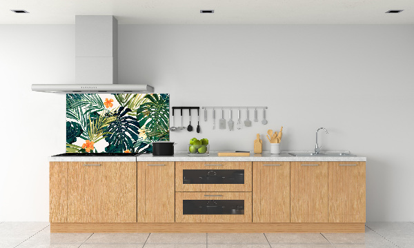 Panel de pared de cocina hojas tropicales