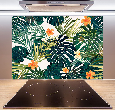 Panel de pared de cocina hojas tropicales