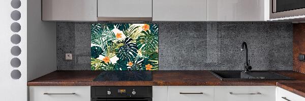 Panel de pared de cocina hojas tropicales