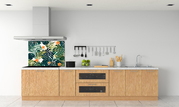 Panel de pared de cocina hojas tropicales