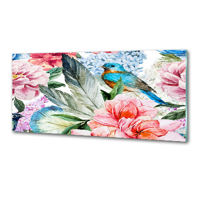 Panel antisalpicaduras Flores y pájaros