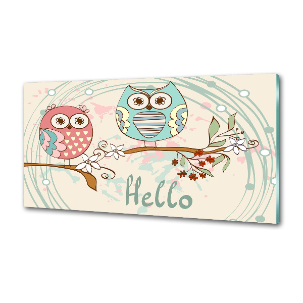 Panel szklany do kuchni Sowy