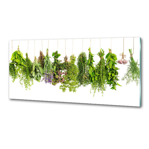 Salpicadero de cocina Hierbas en una cuerda