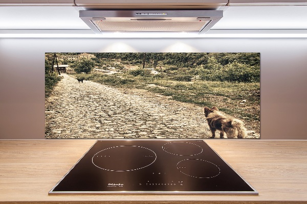 Panel de pared de cocina Dos perros en una colina