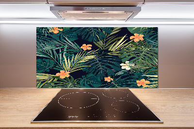 Panel para cocina hojas tropicales
