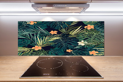 Panel para cocina hojas tropicales