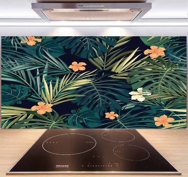 Panel para cocina hojas tropicales