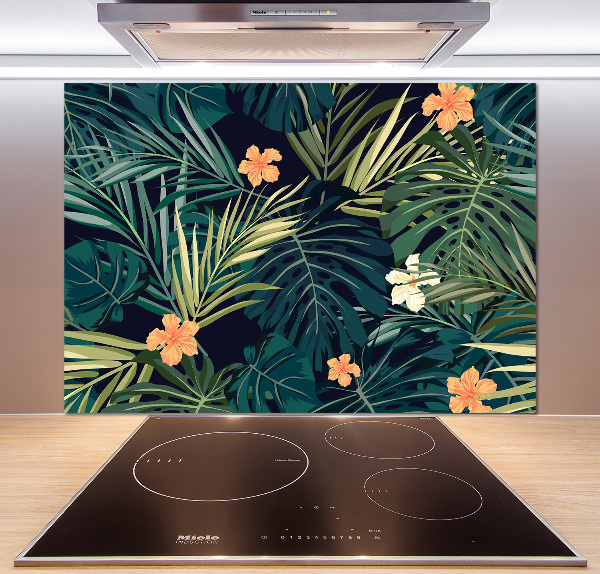 Panel para cocina hojas tropicales