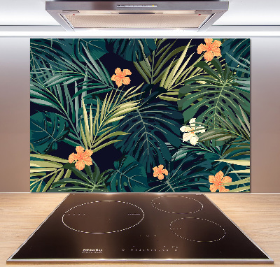 Panel para cocina hojas tropicales